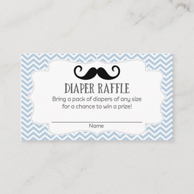 Moustache Baby Shower Diaper Raffle Tickets Enclosure Card (Front)