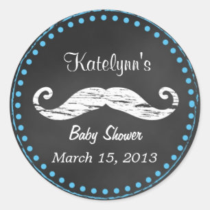 Moustache Baby Shower Favour Sticker