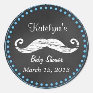 Moustache Baby Shower Favour Sticker