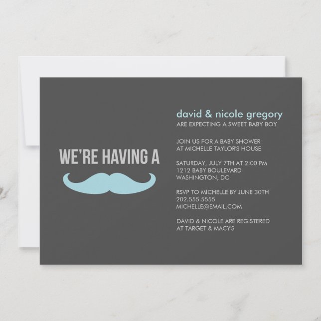 Moustache Baby Shower Invitation (Front)