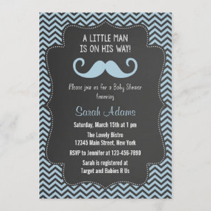 Moustache Baby Shower Invitation Chalkboard