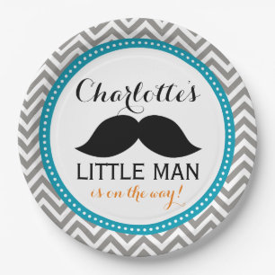 Moustache Baby Shower Paper Plates, Little Man Paper Plate