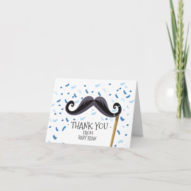 Moustache Baby Shower Thank You Note (Front)