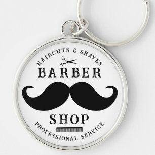 Moustache Barber Shop Modern Hairstylist Barbersho Key Ring