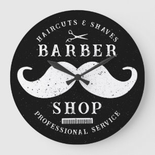 Moustache Barber Shop Modern Hairstylist Barbersho Large Clock