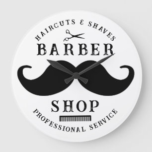 Moustache Barber Shop Modern Hairstylist Barbersho Large Clock