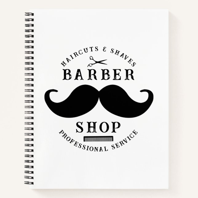 Moustache Barber Shop Modern Hairstylist Barbersho Notebook (Front)