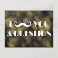 Moustache Bash Question Bokeh Lights Invitations