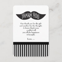 Moustache Bash Striped Modern Thank You Card