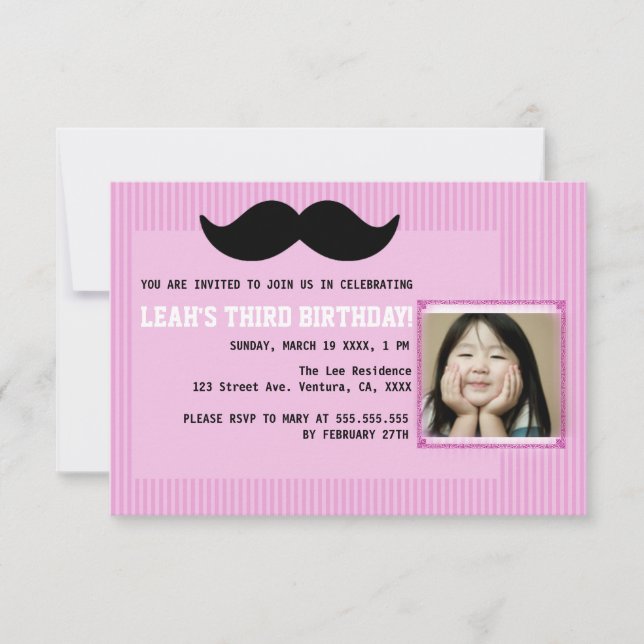 Moustache Birthday Party Invitation (Front)