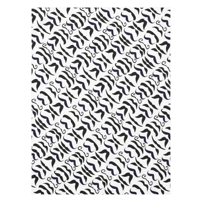 Moustache Black and White Hipster Tablecloth (Front)
