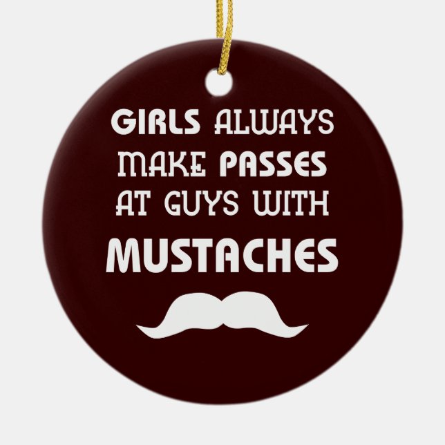 Moustache Ceramic Tree Decoration (Front)