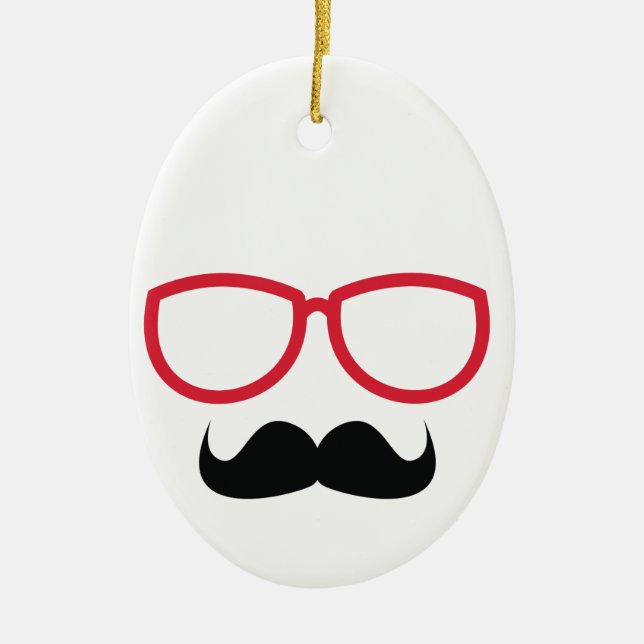 Moustache Ceramic Tree Decoration (Front)