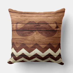 Moustache Chevron Vintage Wooden #3 Cushion