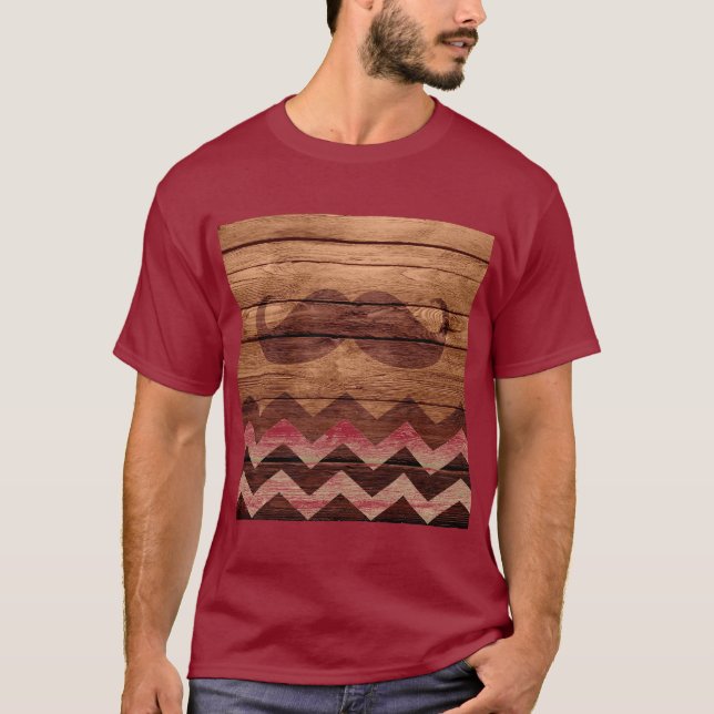 Moustache Chevron Vintage Wooden #3 T-Shirt (Front)