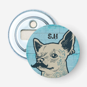 Moustache Chihuahua Graffiti Monogram Bottle Opener
