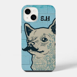 Moustache Chihuahua Graffiti Monogram iPhone 14 Case