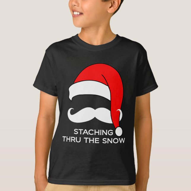 Moustache Christmas - Staching thru the Snow T-Shirt (Front)