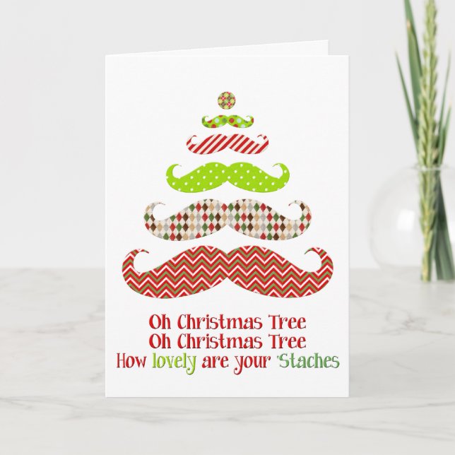 Moustache Christmas Tree - Holiday Card (Front)