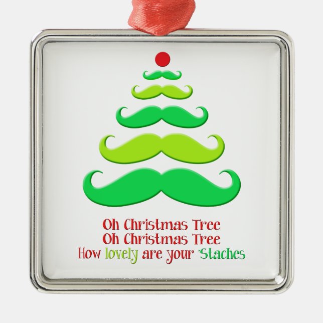 Moustache Christmas Tree Holiday Ornament (Front)