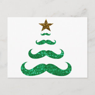 moustache christmas tree holiday postcard