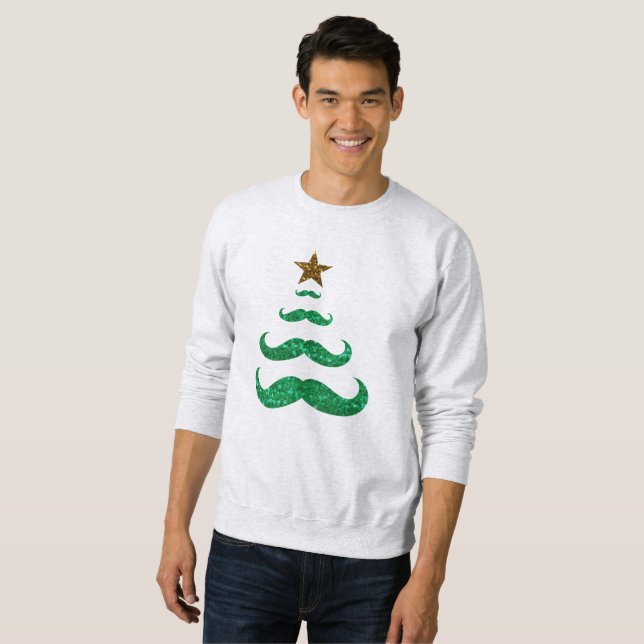 moustache christmas tree mens sweatshirt (Front Full)