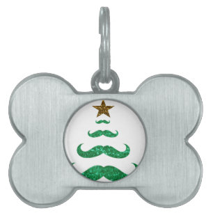 moustache christmas tree pet name tag