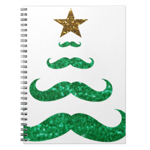 moustache christmas tree spiral notebook