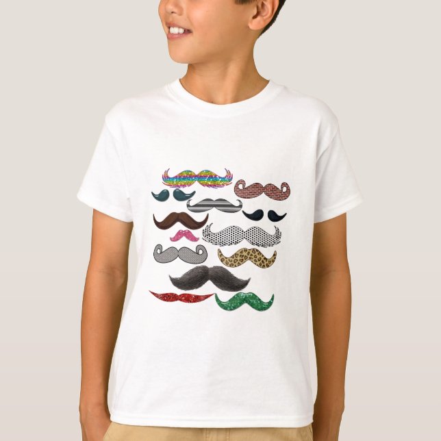 Moustache Collage Moustaches Popular Add Colour T-Shirt (Front)