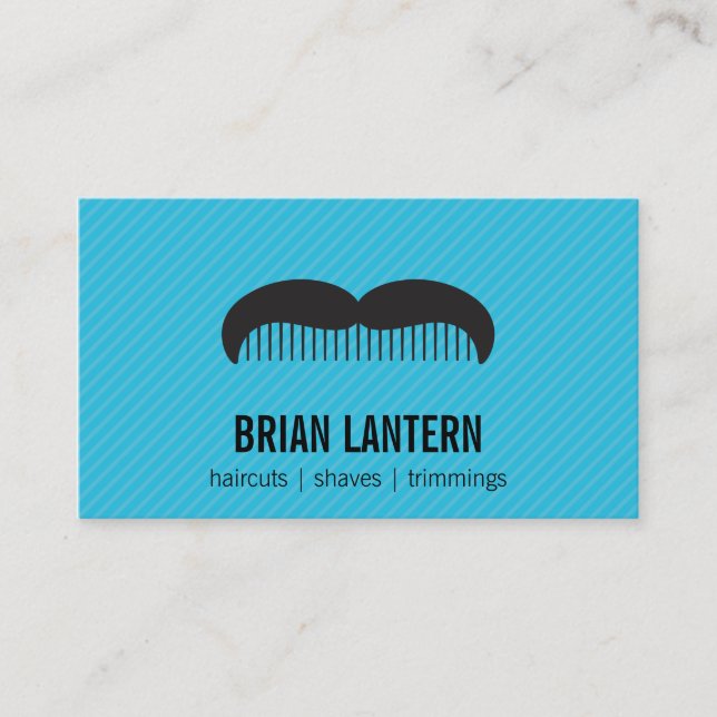 Moustache Comb | Shaves Hair Cuts Business Card (Front)
