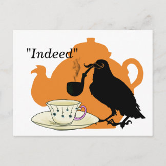 Moustache crow postcard