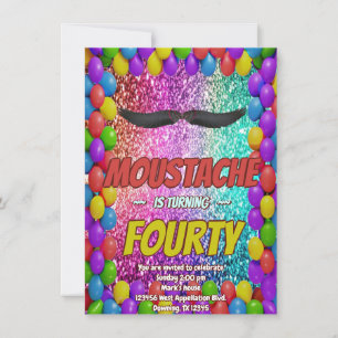Moustache Facial Hair Hipster Stache Party Invite