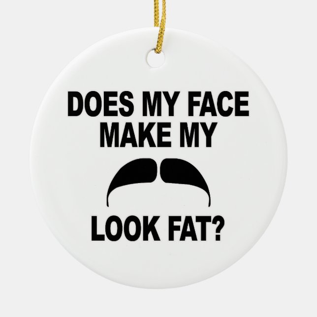 Moustache Fat Ceramic Tree Decoration (Front)