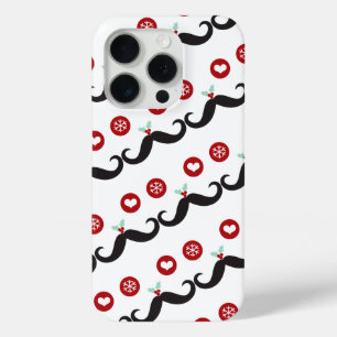 Moustache Funny Face Snowflake Mistletoe Holiday iPhone 15 Pro Case