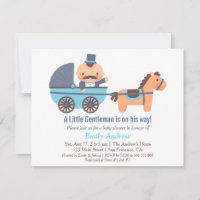 Moustache Gentleman Baby Boy Shower Invitations