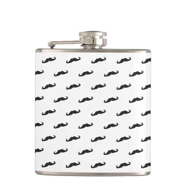 Moustache hipster pattern 2 hip flask (Front)