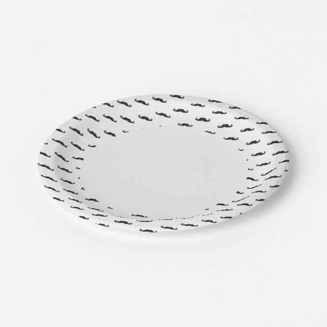 Moustache hipster pattern 2 paper plate (Angled)
