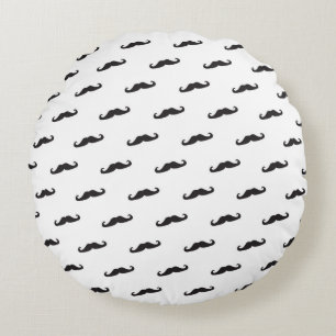 Moustache hipster pattern 2 round cushion