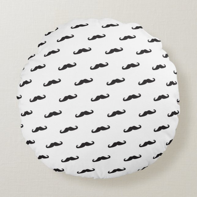 Moustache hipster pattern 2 round cushion (Front)