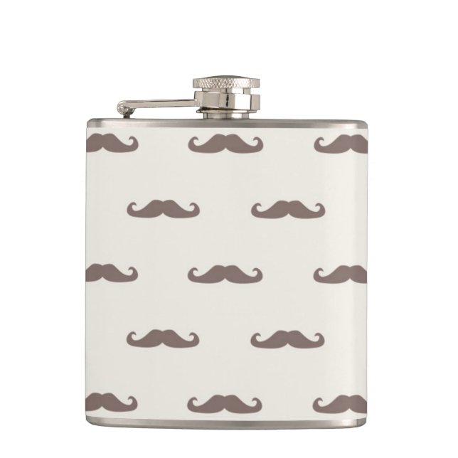 Moustache hipster pattern 3 hip flask (Front)