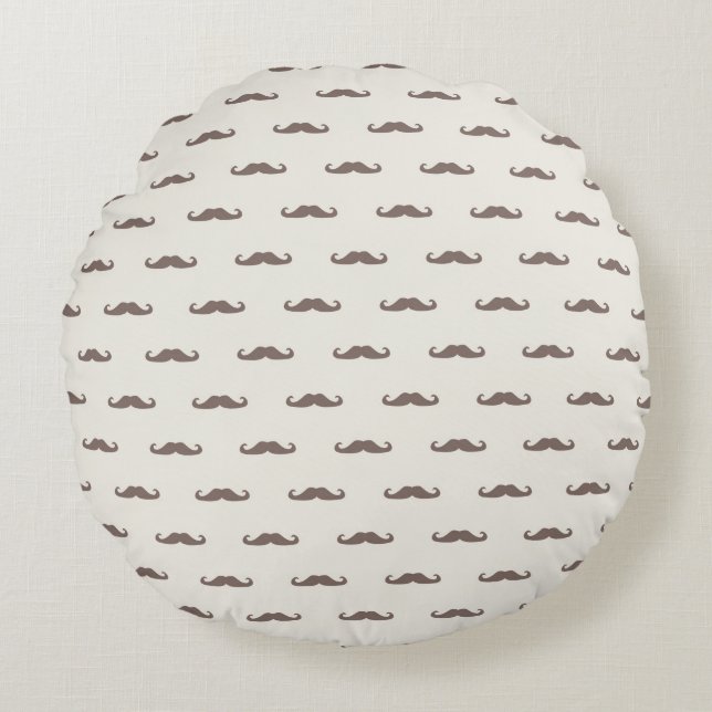 Moustache hipster pattern 3 round cushion (Front)