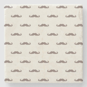 Moustache hipster pattern 3 stone coaster