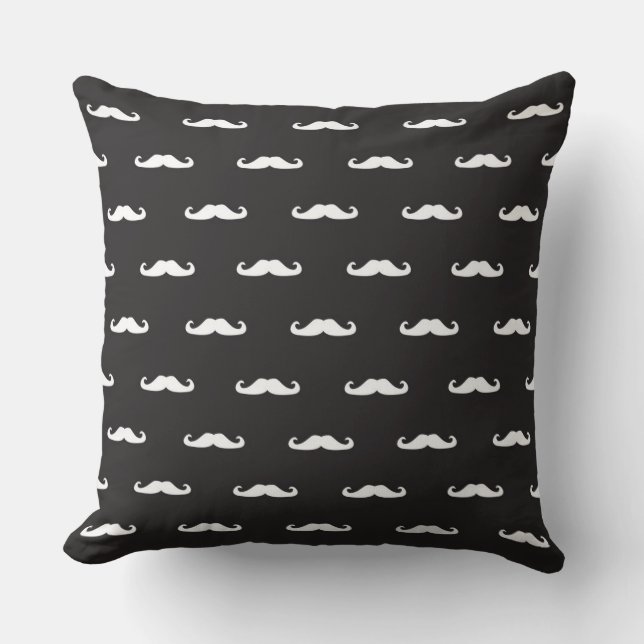 Moustache hipster pattern cushion (Front)