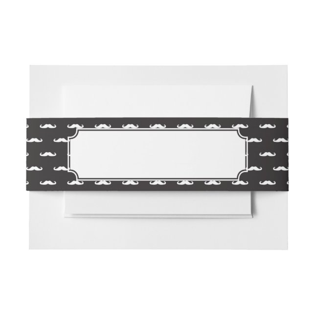 Moustache hipster pattern invitation belly band (Front Example)