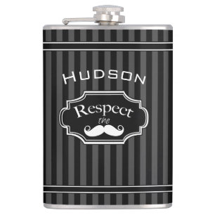 Moustache Hipster Retro Pattern Hip Flask