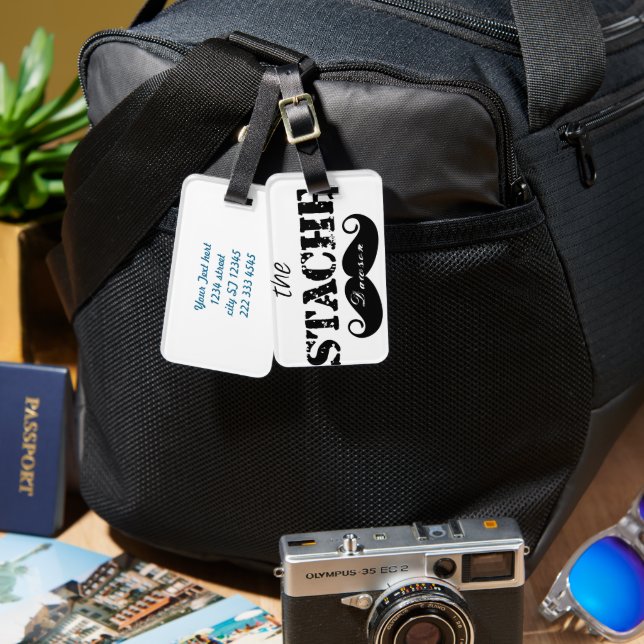 Moustache Hipster Retro Pattern Luggage Tag (Front & Back)