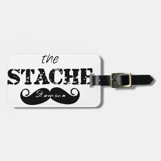 Moustache Hipster Retro Pattern Luggage Tag (Front Horizontal)