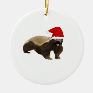 Moustache Honey Badger Santa Ceramic Tree Decoration