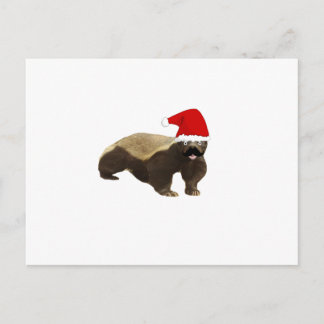Moustache Honey Badger Santa Holiday Postcard