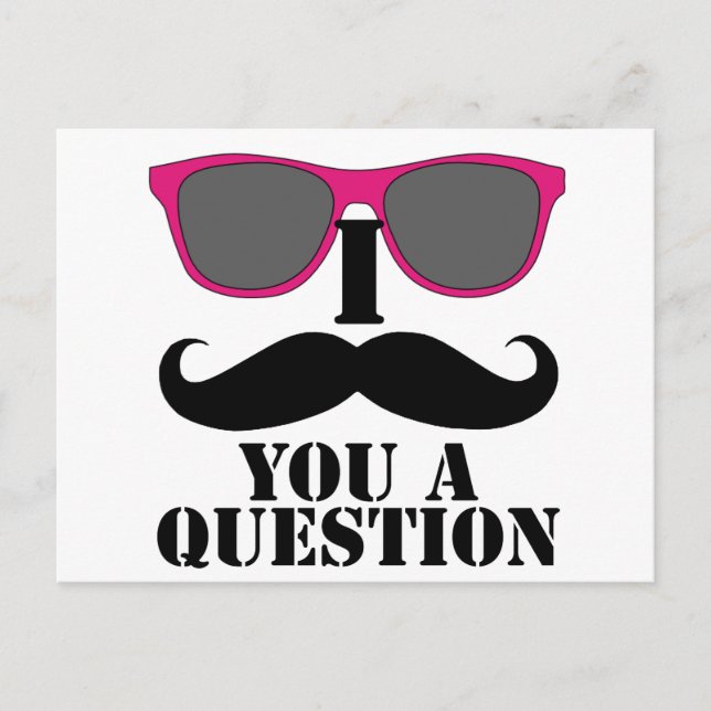 Moustache Humour with Pink Sunglasses Postcard (Front)